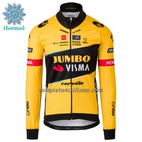 Maglia 2023 Jumbo-Visma Manica Lunga Winter Invernale Giallo Nero